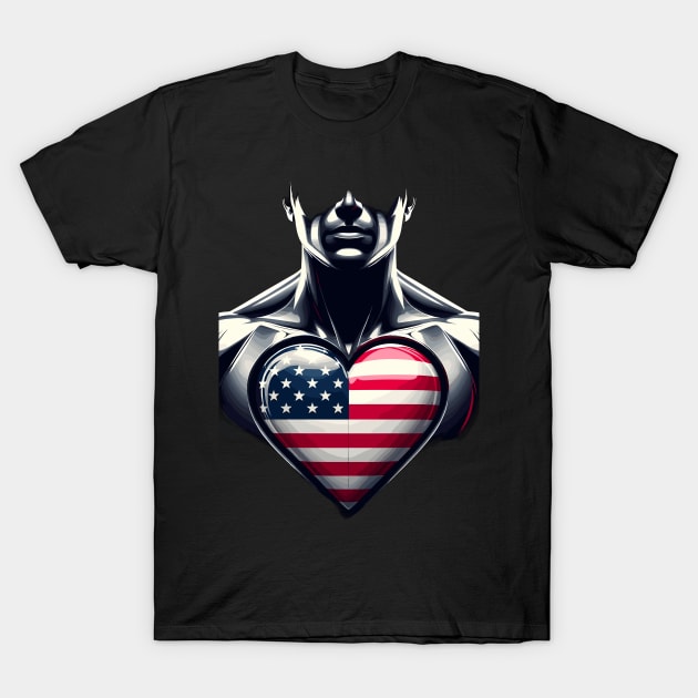 USA Flag Heart T-Shirt by Graceful Designs